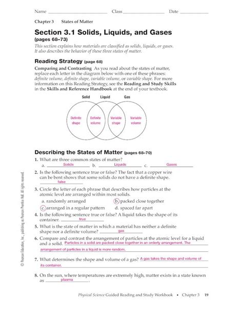 Pdf Chapter States Of Matter Section Solids Liquids