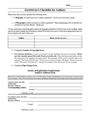 Fillable Online Seg Geophysics Checklist For Authors Society Of