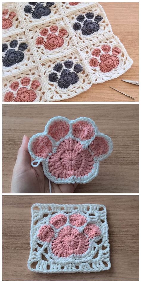 Crochet Paw Square Blanket Free Pattern Video Paw Crochet Crochet