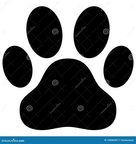 Black Dog Paw Print Vector Illustration Stock Vector - Illustration of ...