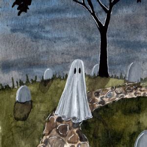 Graveyard Ghost Mini Painting Flukelady