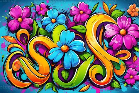 Flower Graffiti Wallpaper, Graffiti Background, Floral Graffiti Pattern ...