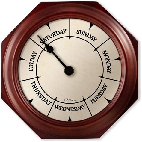 Dayclocks Classic Day Of The Week Wall Clock With Solid Wood Octagonal Frame Weekly Clock With