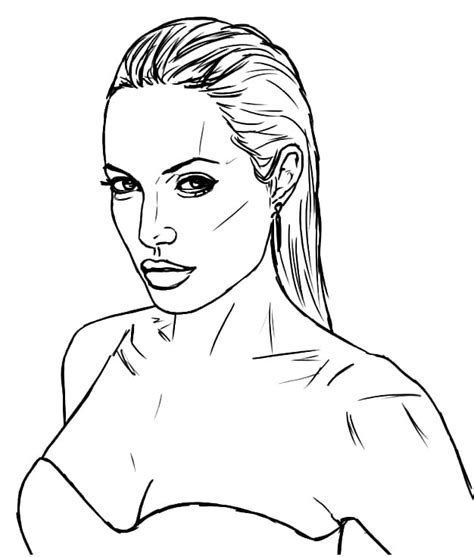 Angelina Jolie Smiling Coloring Page Free Printable Coloring Pages