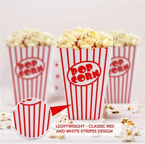 Buy Movie Night Popcorn Boxes For Party 40 Pack Paper Popcorn Buckets Red And White