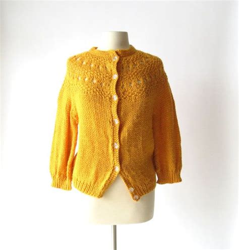 Vintage Mustard Cardigan 1960s Sweater