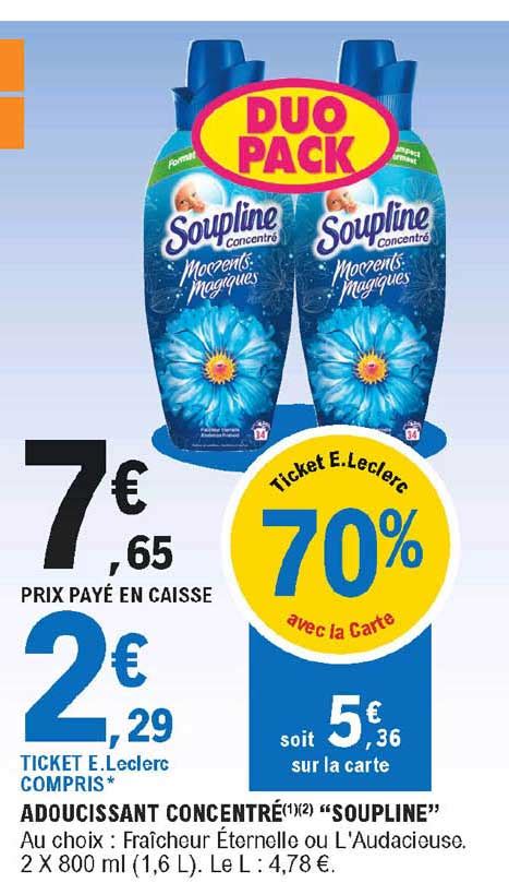 Promo Adoucissant Concentré soupline chez E Leclerc Express