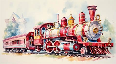 Premium AI Image | Watercolor Vintage Circus Train