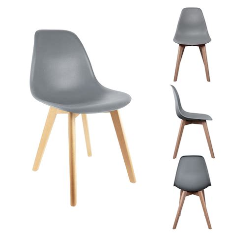 Lot De 2 Chaises Scandinaves Coque Rigide Grise 46x52x86cm Chez