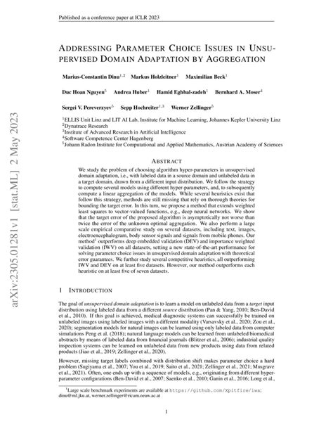 Addressing Parameter Choice Issues In Unsupervised Domain Adaptation By