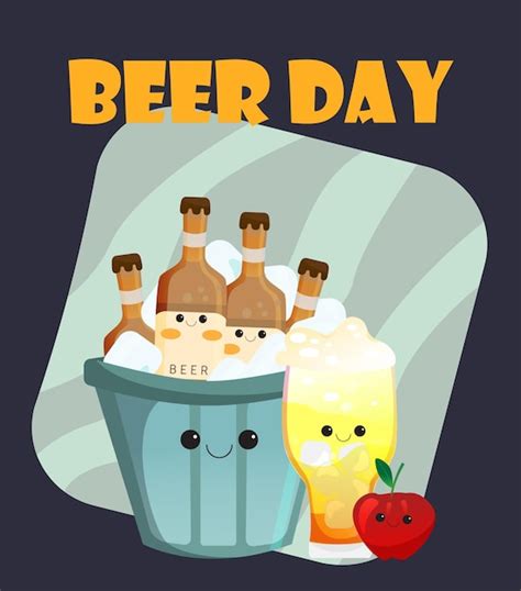 Ilustración del vector del día de la cerveza para el día mundial de la