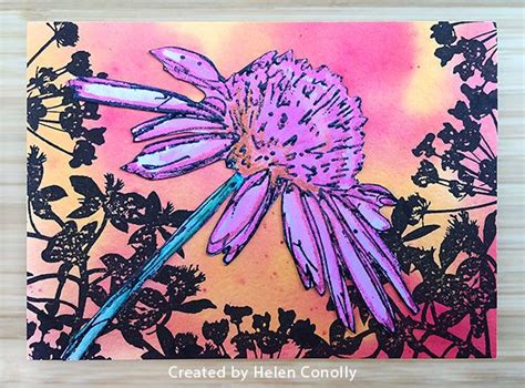 Atc By Helen Conolly Using Darkroom Door Fine Flowers Rubber Stamps