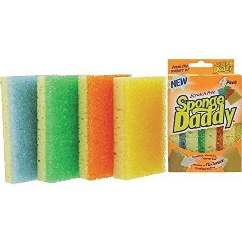 Sponge Daddy 4 Pack Multi Colorful Non Scratch Multipack Scrub Clean