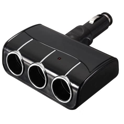 KROAK DC 12V 24V Triple 3 Way Splitter Car Cigarette Lighter Socket