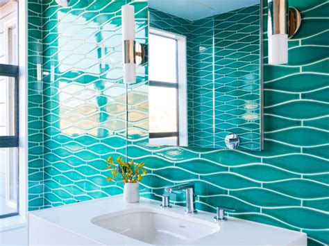 Green Wave Tile Bathroom In Bora Bora Coastal Bathroom San