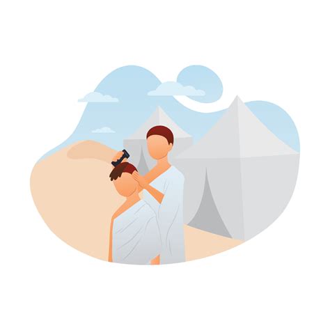 Hajj Pilgrims Tahallul With Shave Hair Vector Illustration 8213479