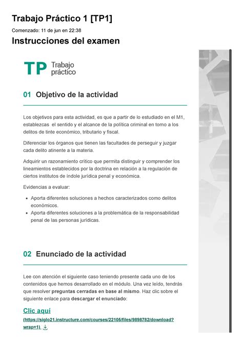 Examen Trabajo Pr Ctico De Derecho Penal Economico Tp Trabajo