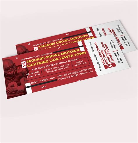 Printable Football Ticket Invitation Template in Publisher, Pages, PSD ...