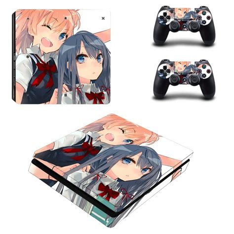 Amine Girl Skins For Playstation 4 Ps4 Slim Console Skin Stickers 2pcs Controller Vinyl Decals