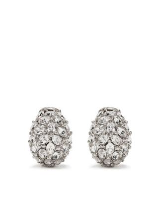 Kenneth Jay Lane Crystal Embellished Clip On Earrings Silver Farfetch