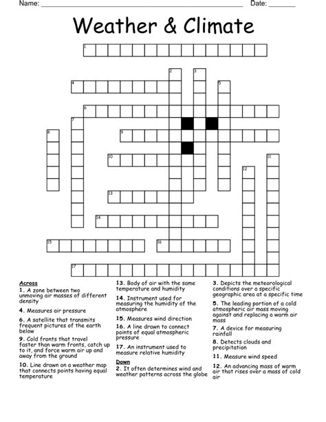 Weather Climate Crossword Wordmint