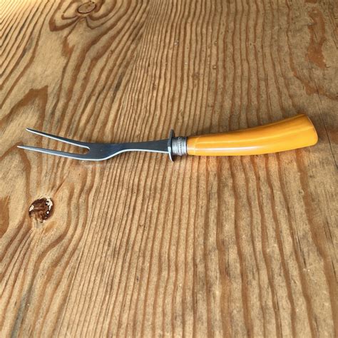 Vintage Butterscotch Bakelite Meat Fork Stainless Steel Ebay