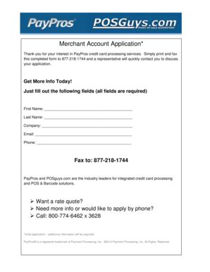 Fillable Online Merchant Account Application Fax Email Print Pdffiller