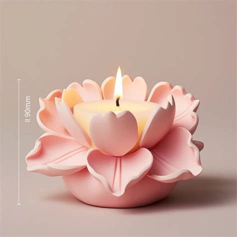 Diy Lotus Scented Candle Silicone Mold D Handmade Simulation Flower