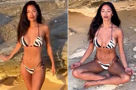 Nicole Scherzinger Celebrates Th Birthday In Zebra Print Bikini