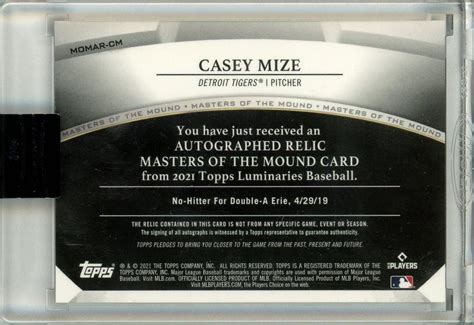 Mint Topps Luminaries Casey Mize Masters Of The