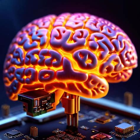 Cerebro En Un Microchip Que Muestra Inteligencia Artificial Y