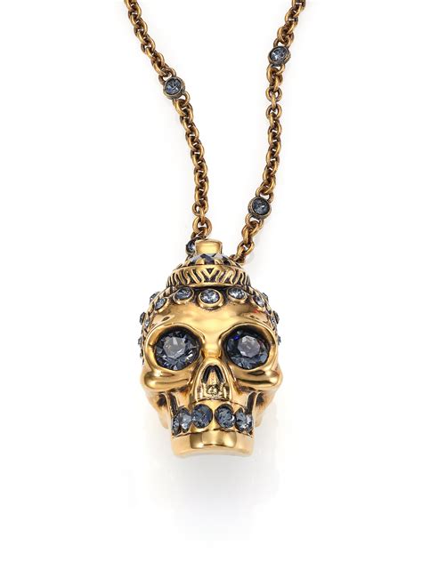 Alexander Mcqueen Victorian Skull Pendant Necklace In Metallic For Men