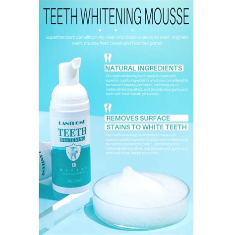 LANTHOME Teeth Whitening Mousse Toothpaste Remove Plaque Oral Odor