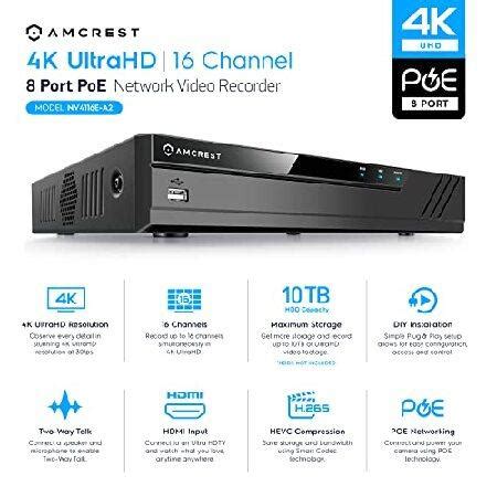 Amcrest 4K 16CH 8 Port PoE NVR 1080p 3MP 4MP 5MP 8MP Network Video