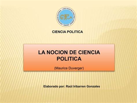 Nocion De Ciencia Politica 1 Ppt