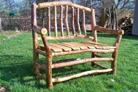 Rustic Pole Bench Branch Furniture Outdoor Chairs Outdoor Decor