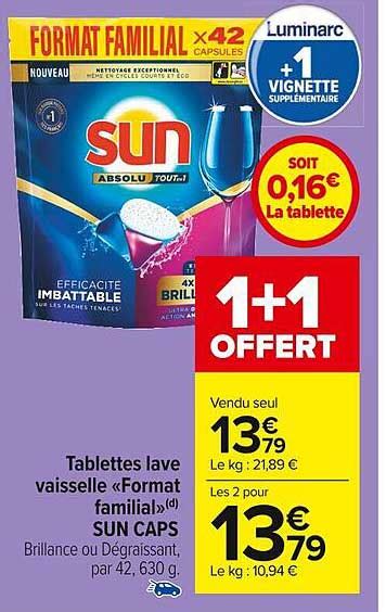 Promo Tablettes Lave Vaisselle Format Familial Sun Caps Chez