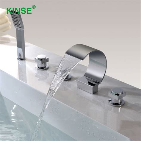 Kinse Brass Material Chrome Finish Five Piece Bathtub Faucet Big