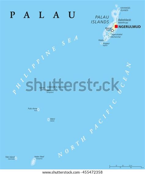 Palau Political Map Capital Ngerulmud Republic Stock Vector (Royalty ...