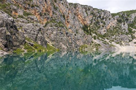 Blue Lake Called Modro Jezero At Imotski In Croatia Stock Photo