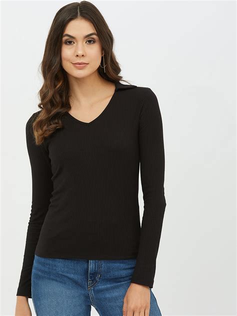 Buy Harpa Women Black Solid Fitted Top Tops For Women 13417580 Myntra