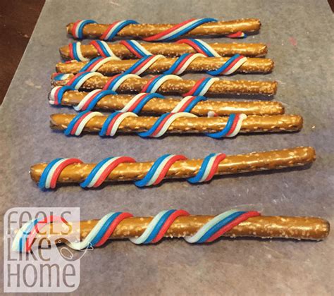 Patriotic Chocolate Covered Pretzel Twists | Feels Like Home™