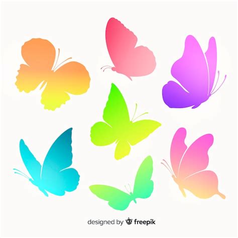 Siluetas De Mariposas Volando En Color Degradado Vector Gratis