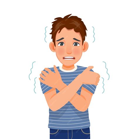 Premium Vector Young Man Trembling Feeling Cold Hugging Himself