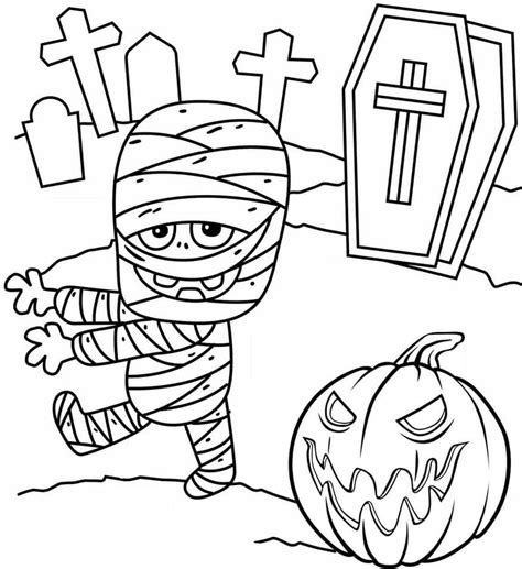 Mummy on Halloween coloring page - Download, Print or Color Online for Free