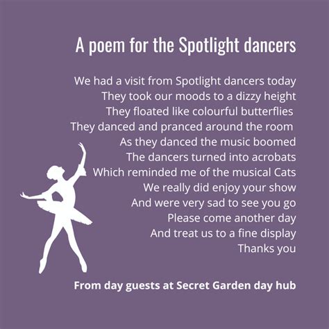 A Thank You Poem For The Dancers Lilian Faithfull Care