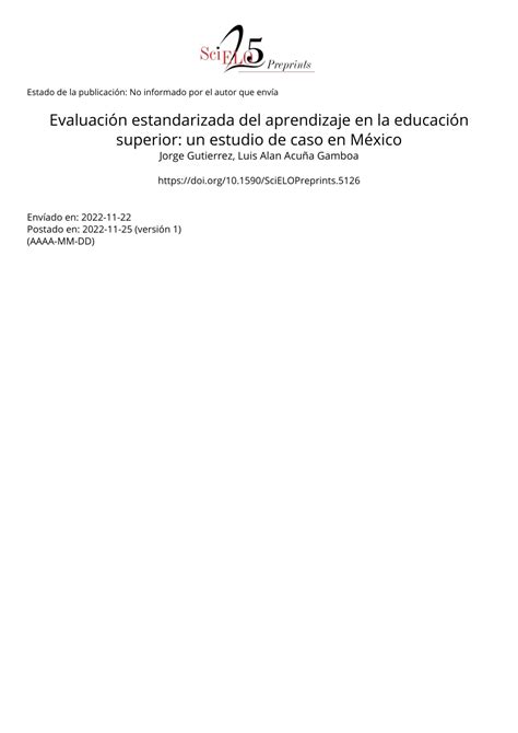 PDF Evaluación estandarizada del aprendizaje en la educación superior