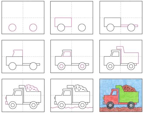 Easy How to Draw a Dump Truck Tutorial · Art Projects for Kids