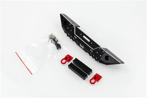 Hsp Black Aluminium Rear Bumper Set W Red D Ring Tow Shackles