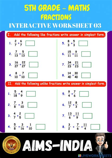 5th Maths Ps03 Fractions Ch 06 Worksheet Live Worksheets